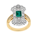 R-25205-EM-Y  Diamond & Emerald Vintage Ring