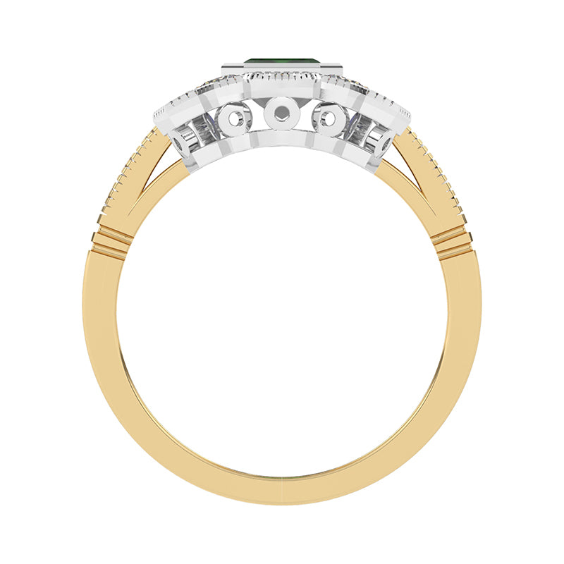 R-25205-EM-Y  Diamond & Emerald Vintage Ring