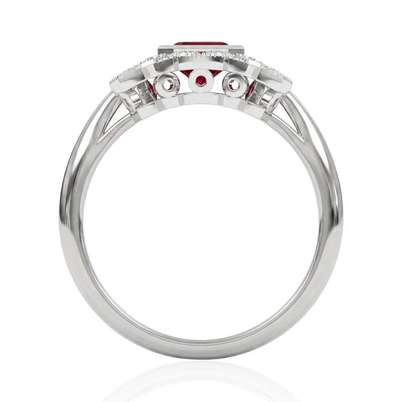 R-25205-RU-W  Diamond & Ruby Vintage Ring