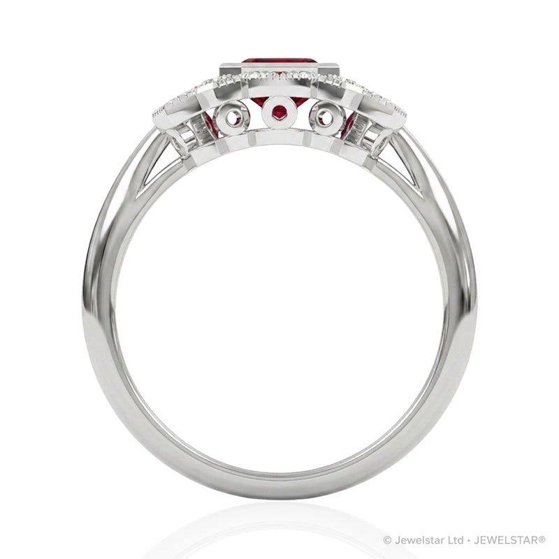 R-25205-RU-W  Diamond & Ruby Vintage Ring