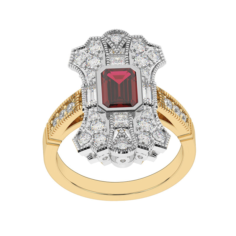 R-25205-RU-Y  Diamond & Ruby Vintage Ring
