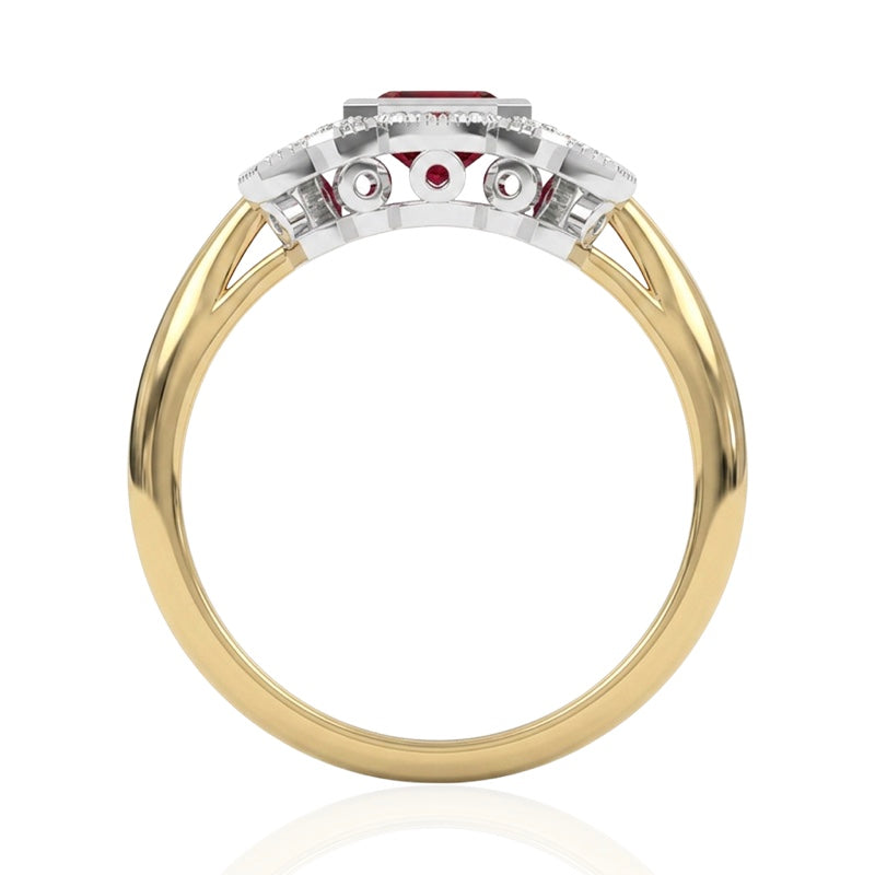 R-25205-RU-Y  Diamond & Ruby Vintage Ring