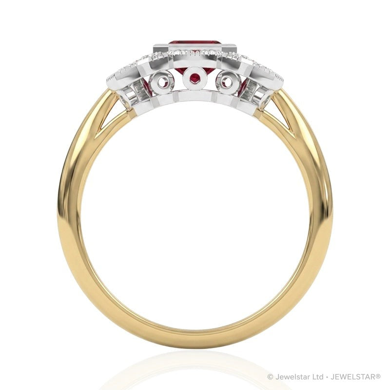 R-25205-RU-Y  Diamond & Ruby Vintage Ring