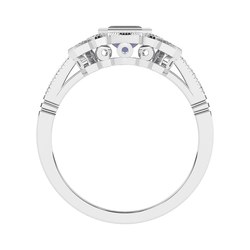 R-25205-SA-W  Diamond & Sapphire Vintage Ring