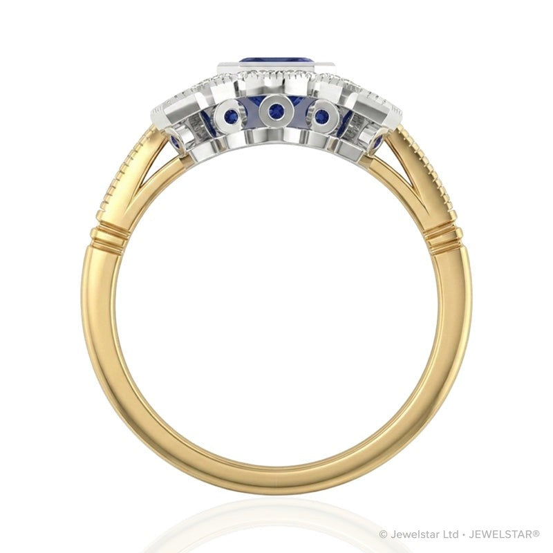R-25205-SA-Y  Diamond & Sapphire Vintage Ring