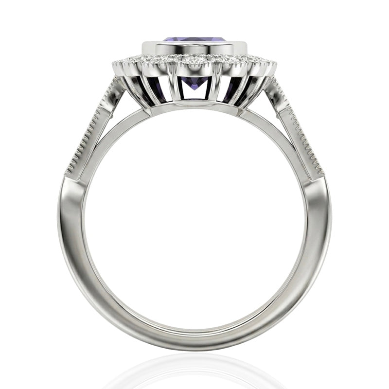 R-25208-AM-W  Diamond & Amethyst Vintage Rings