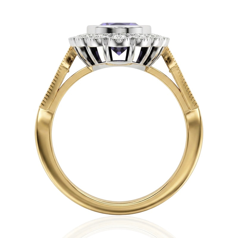 R-25208-AM-Y  Diamond & Amethyst Vintage Ring