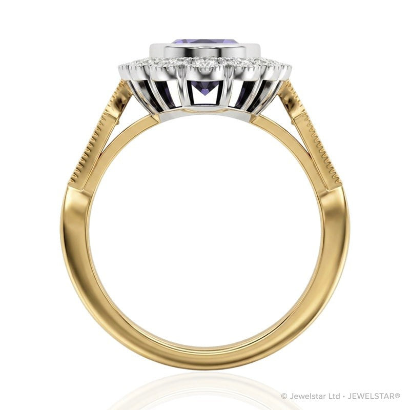 R-25208-AM-Y  Diamond & Amethyst Vintage Ring
