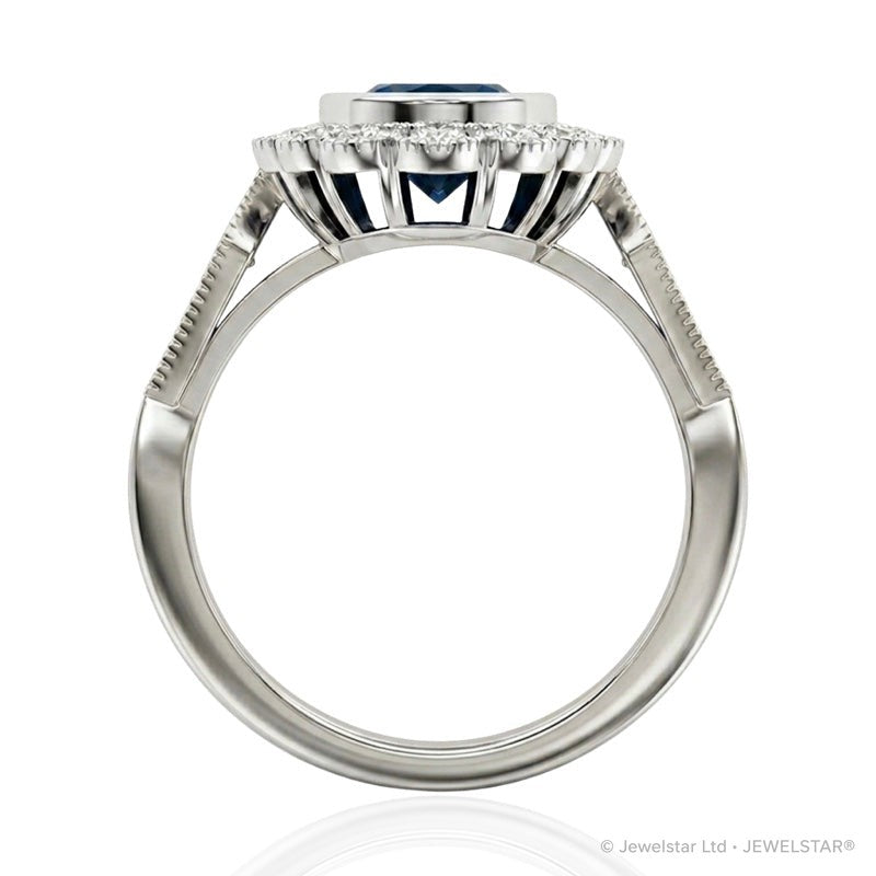 R-25208-BT-W  Diamond & Blue Topaz Vintage Ring