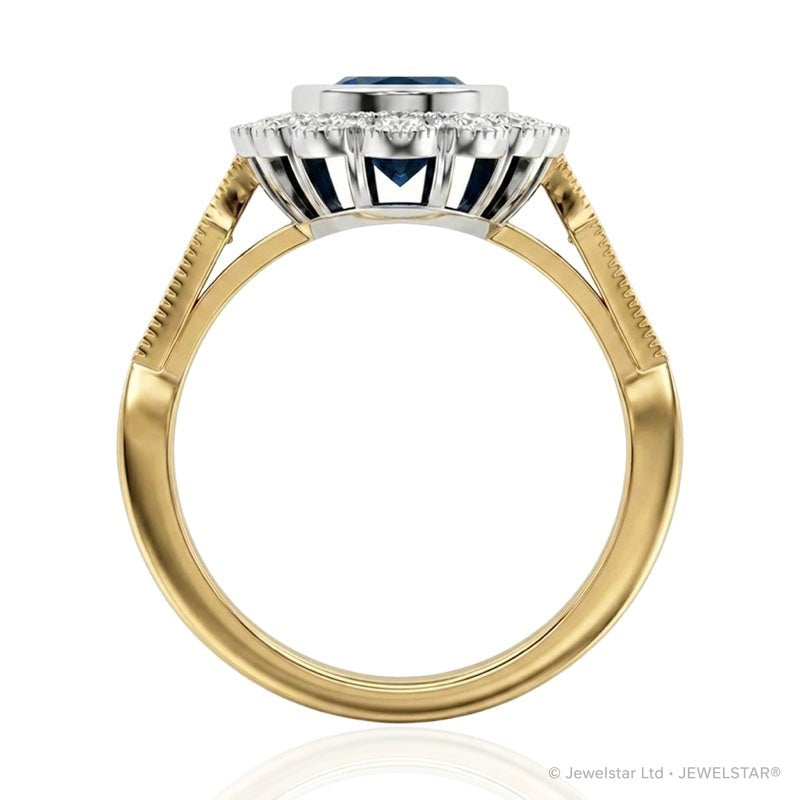 R-25208-BT-Y  Diamond & Blue Topaz Vintage Ring