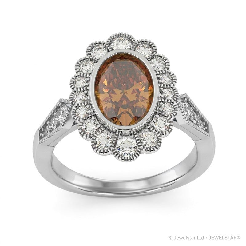 R-25208-CT-W  Diamond & Citrine Vintage Ring