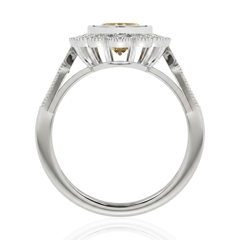 R-25208-CT-W  Diamond & Citrine Vintage Ring