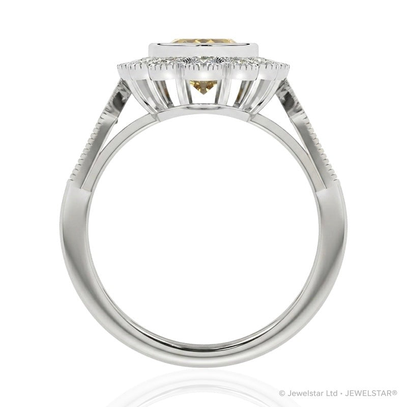 R-25208-CT-W  Diamond & Citrine Vintage Ring