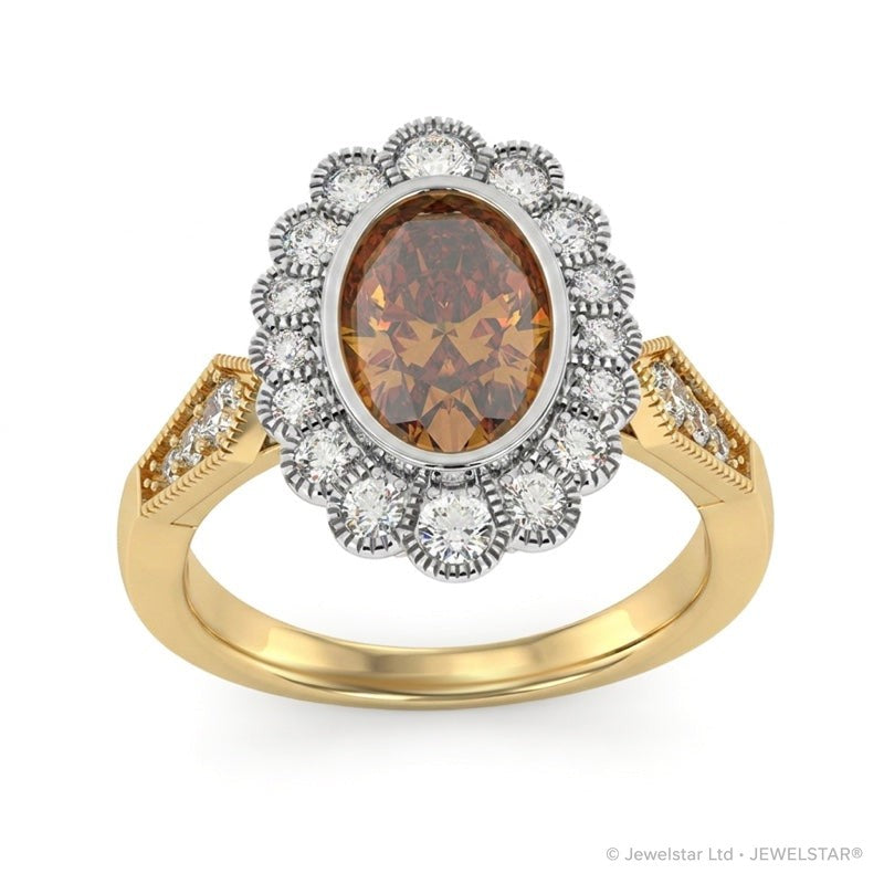 R-25208-CT-Y  Diamond & Citrine Vintage Ring
