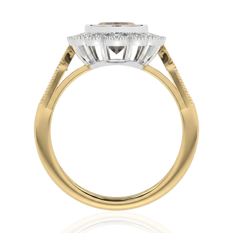 R-25208-CT-Y  Diamond & Citrine Vintage Ring