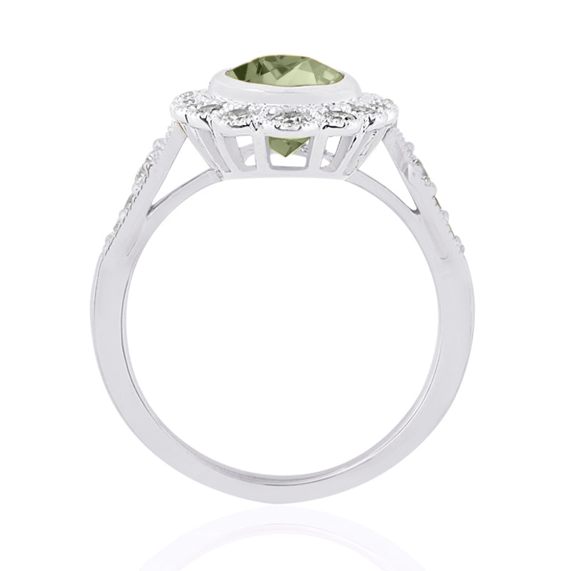 R-25208-PD-W  Diamond & Peridot Vintage Rings