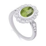 R-25208-PD-W  Diamond & Peridot Vintage Rings