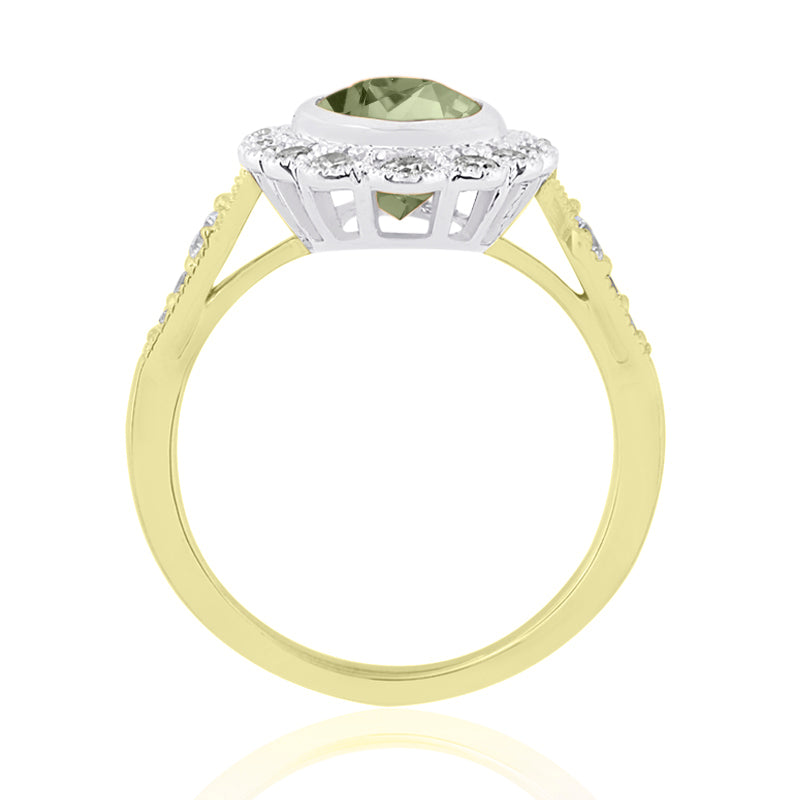 R-25208-PD-Y  Diamond & Peridot Vintage Rings