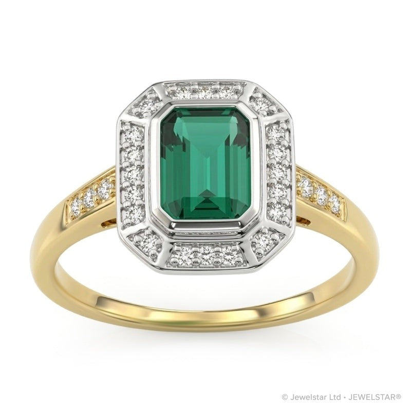 R-25209-EM-Y  Diamond & Emerald Vintage Ring