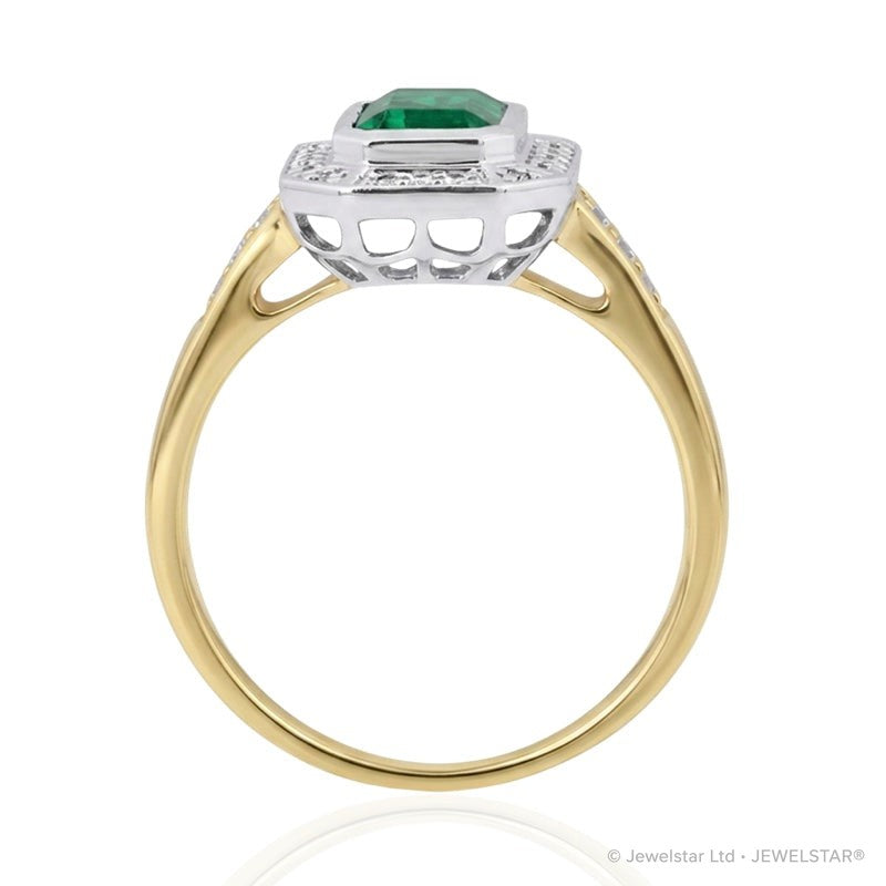 R-25209-EM-Y  Diamond & Emerald Vintage Ring