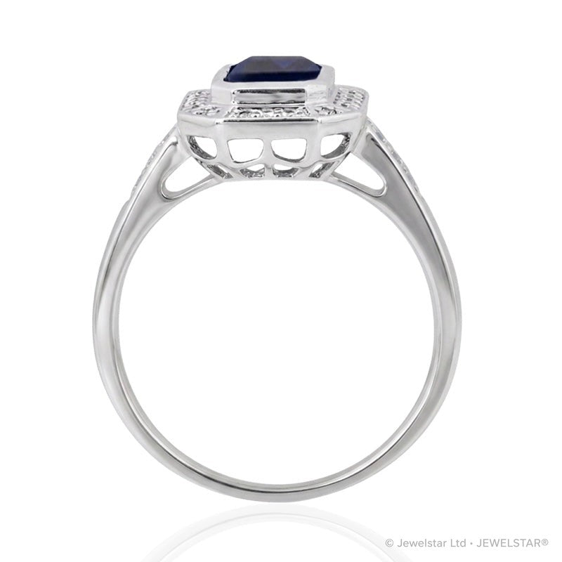 R-25209-SA-W  Diamond & Sapphire Vintage Ring