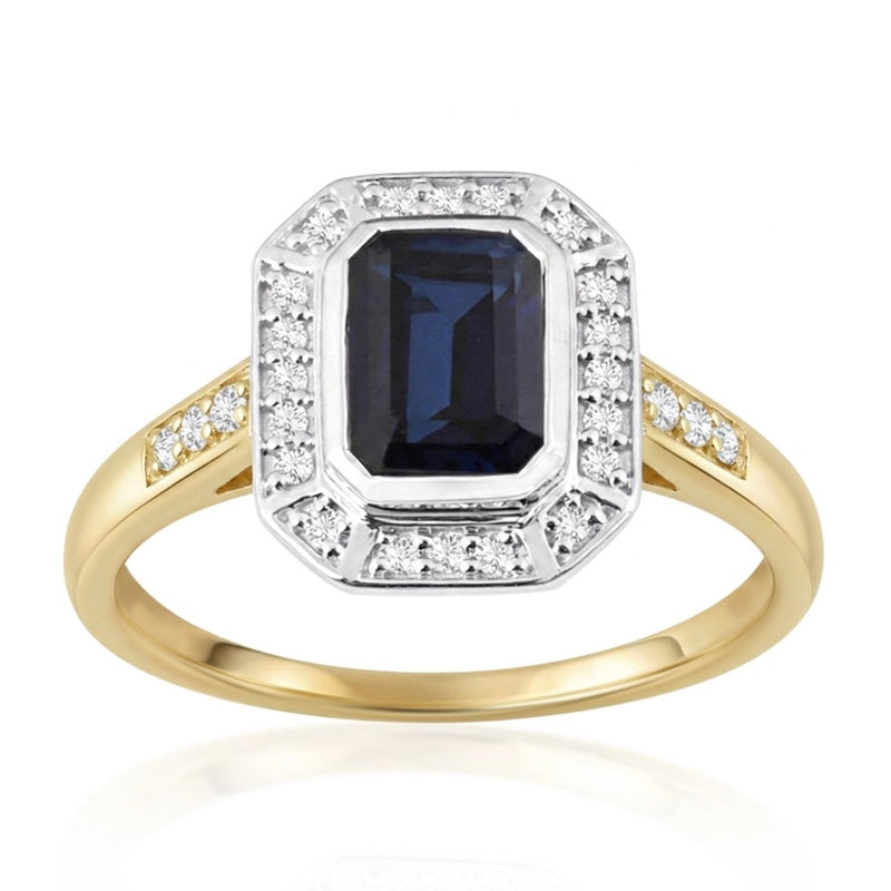 R-25209-SA-Y  Diamond & Sapphire Vintage Ring