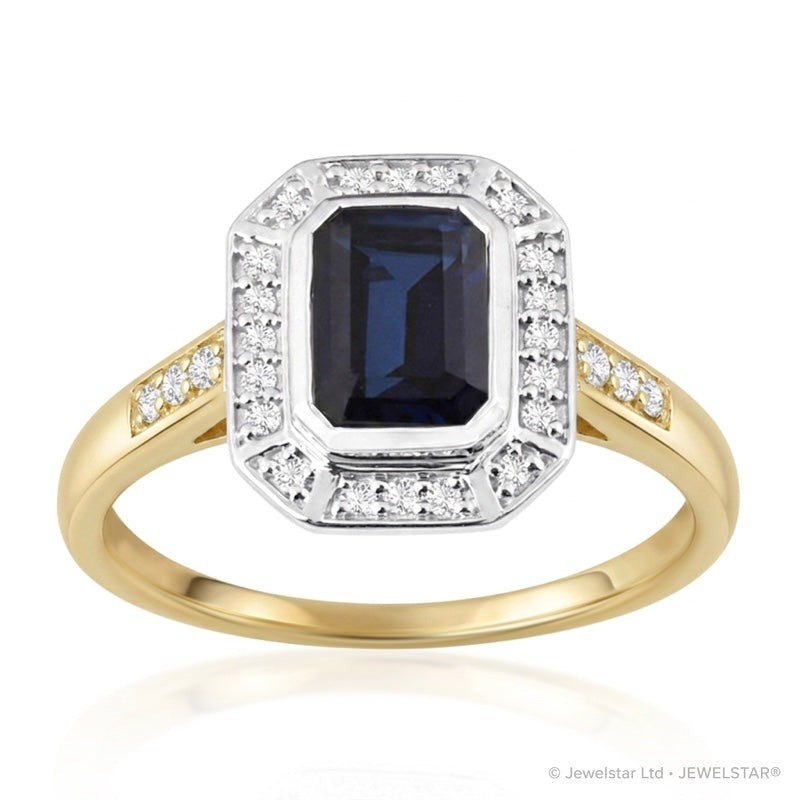 R-25209-SA-Y  Diamond & Sapphire Vintage Ring