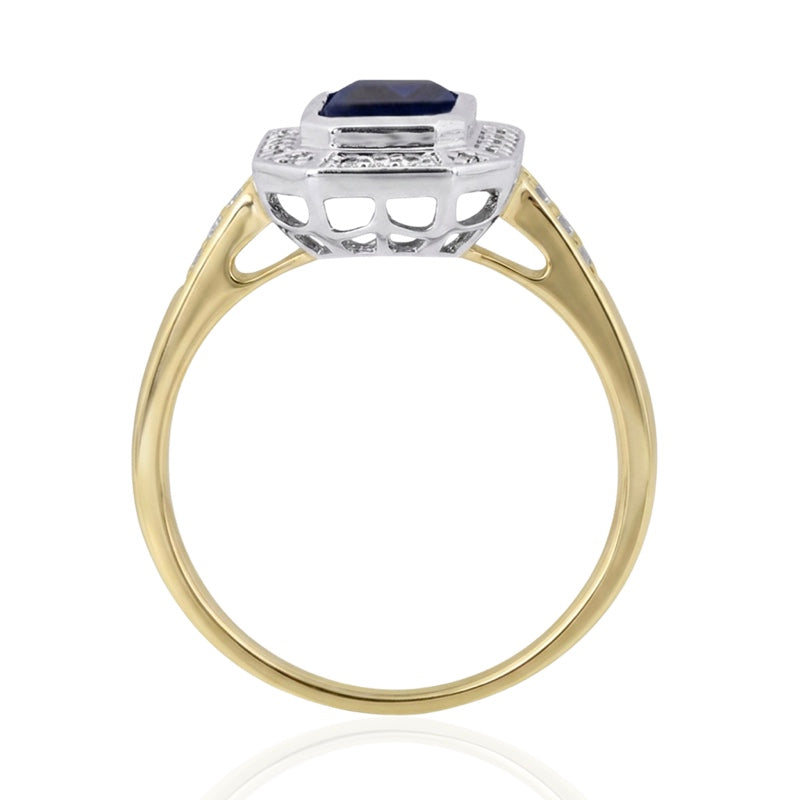 R-25209-SA-Y  Diamond & Sapphire Vintage Ring