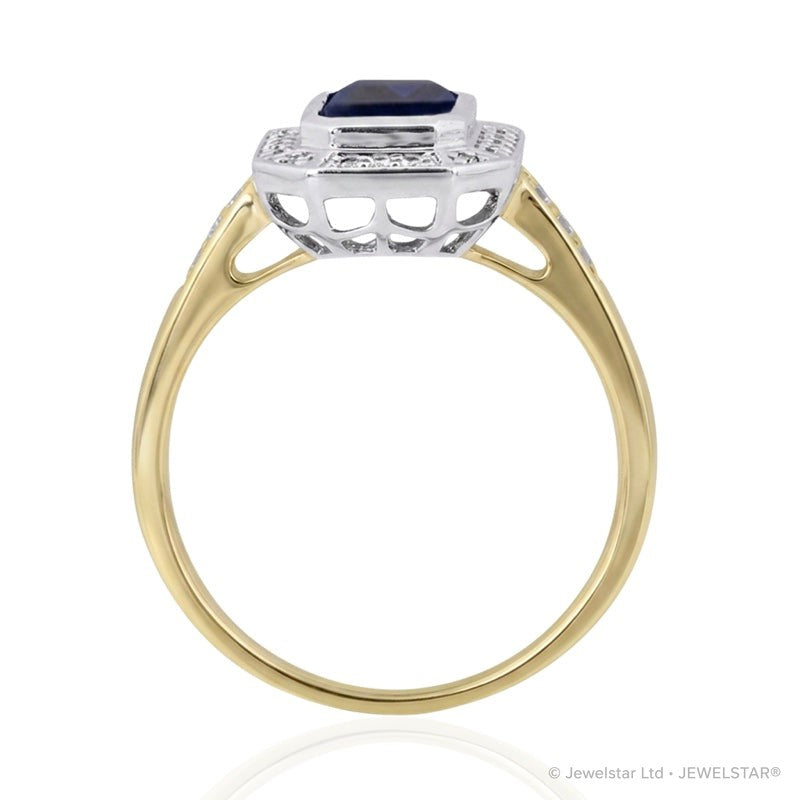 R-25209-SA-Y  Diamond & Sapphire Vintage Ring