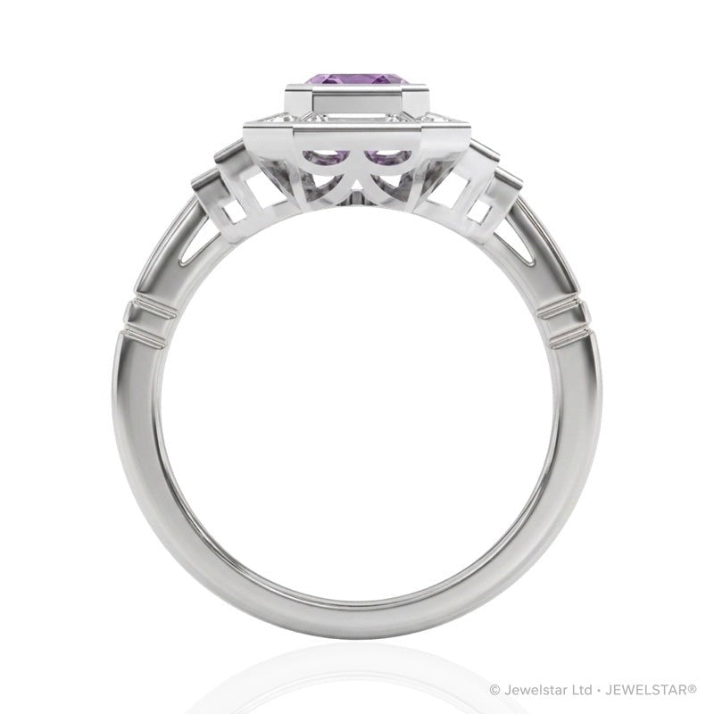 R-25210-AM-W  Diamond & Amethyst Vintage Ring