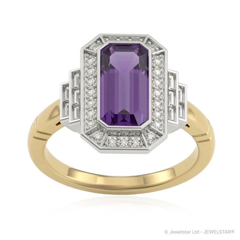 R-25210-AM-Y  Diamond & Amethyst Vintage Ring