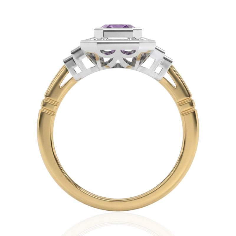 R-25210-AM-Y  Diamond & Amethyst Vintage Ring