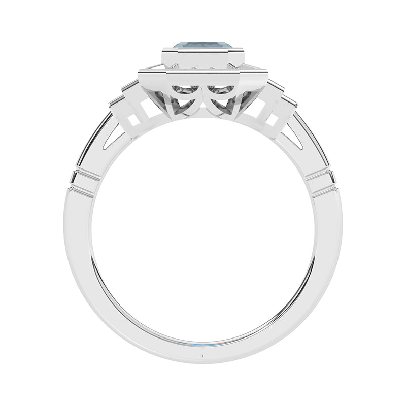 R-25210-BT-W  Diamond & Blue Topaz Vintage Ring