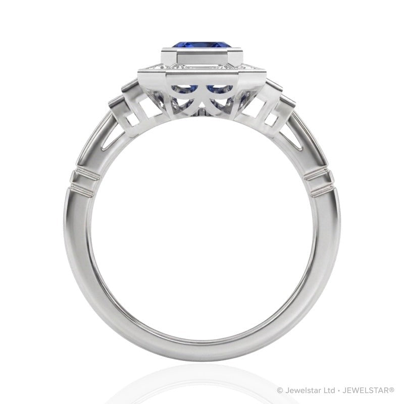 R-25210-BT-W  Diamond & Blue Topaz Vintage Ring