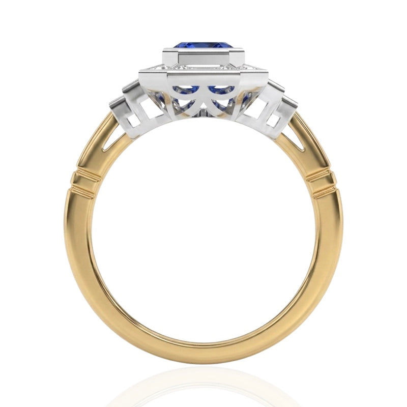 R-25210-BT-Y  Diamond & Blue Topaz Vintage Ring