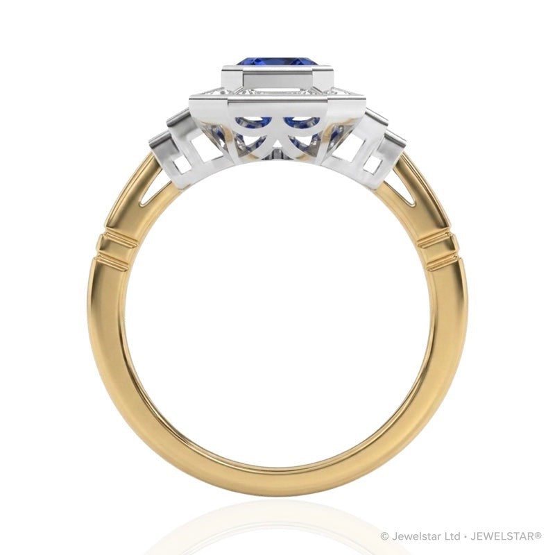 R-25210-BT-Y  Diamond & Blue Topaz Vintage Ring