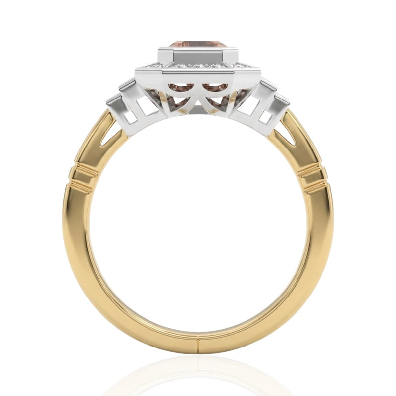 R-25210-CT-Y  Diamond & Citrine Vintage Ring