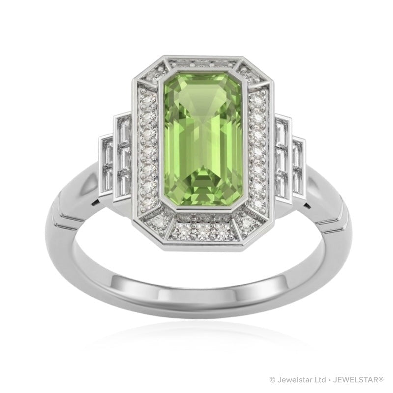 R-25210-PD-W  Diamond & Peridot Vintage Rings