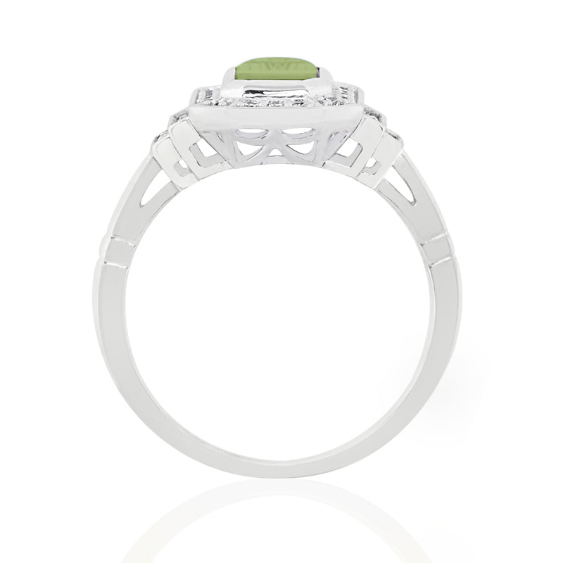 R-25210-PD-W  Diamond & Peridot Vintage Rings