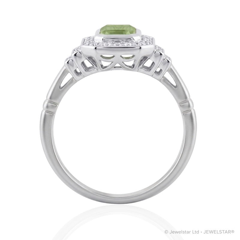 R-25210-PD-W  Diamond & Peridot Vintage Rings