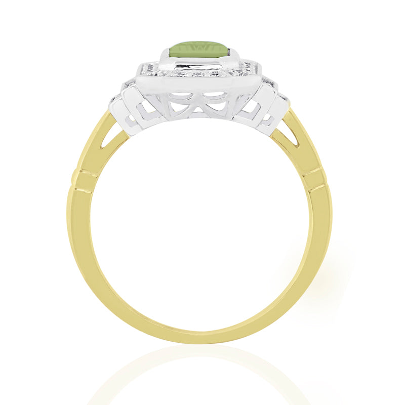 R-25210-PD-Y  Diamond & Peridot Vintage Rings
