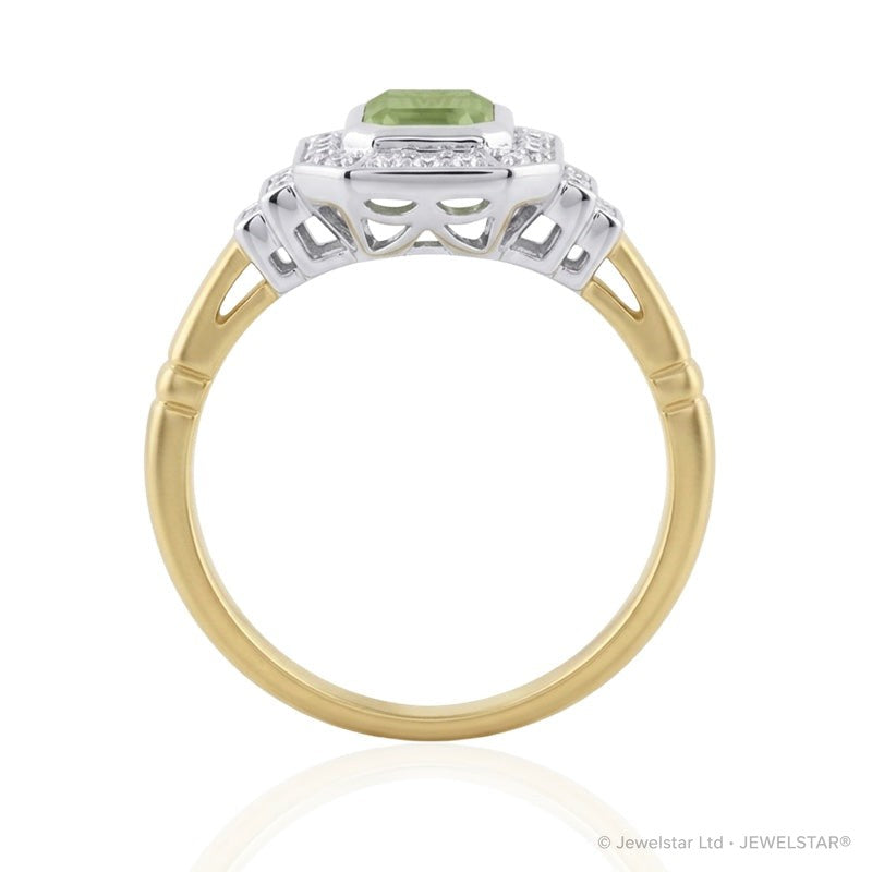R-25210-PD-Y  Diamond & Peridot Vintage Rings