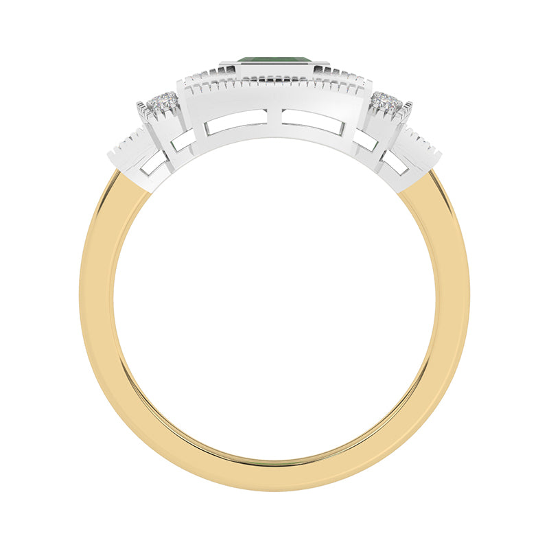 R-25212-EM-Y  Diamond & Emerald Vintage Ring