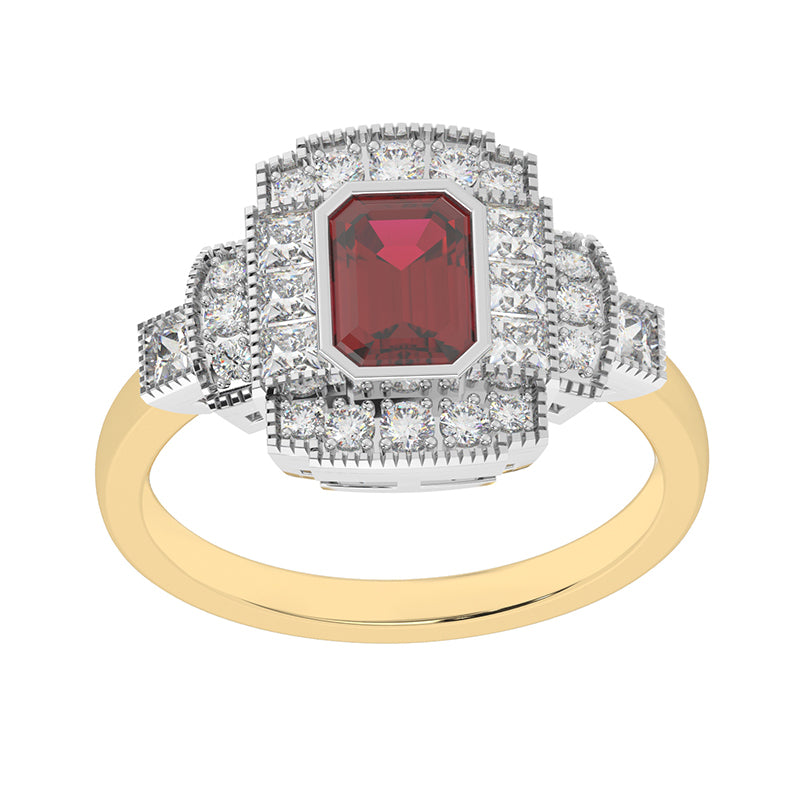 R-25212-RU-Y  Diamond & Ruby Vintage Ring