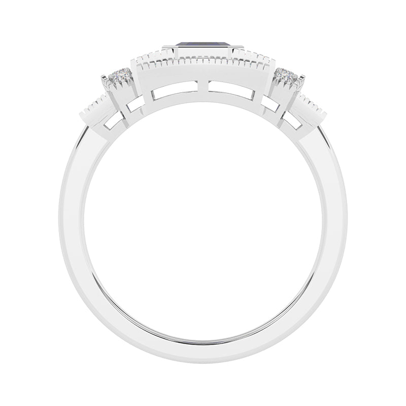 R-25212-SA-W  Diamond & Sapphire Vintage Ring
