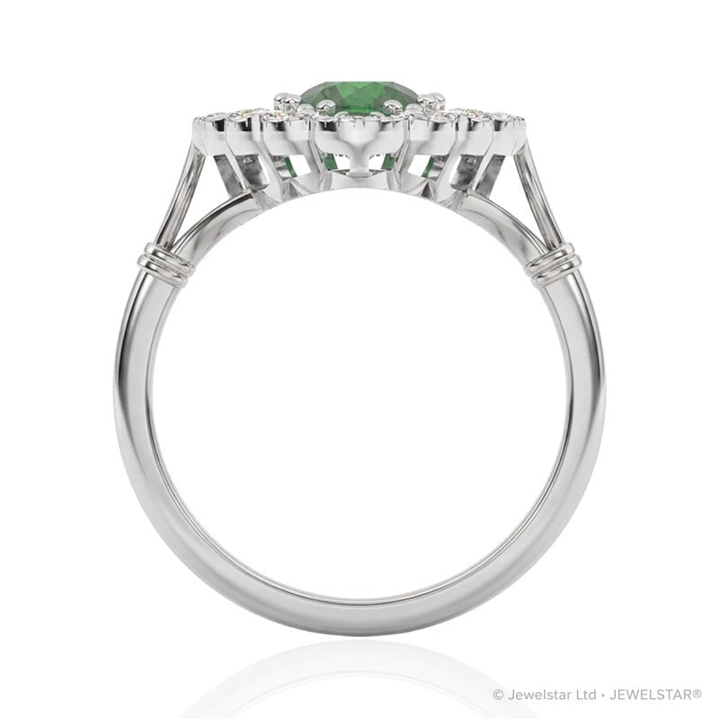 R-25213-EM-W  Diamond & Emerald Vintage Ring