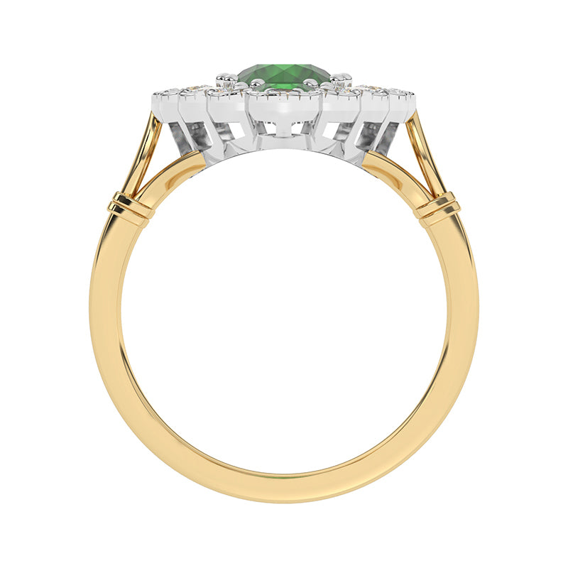 R-25213-EM-Y  Diamond & Emerald Vintage Ring