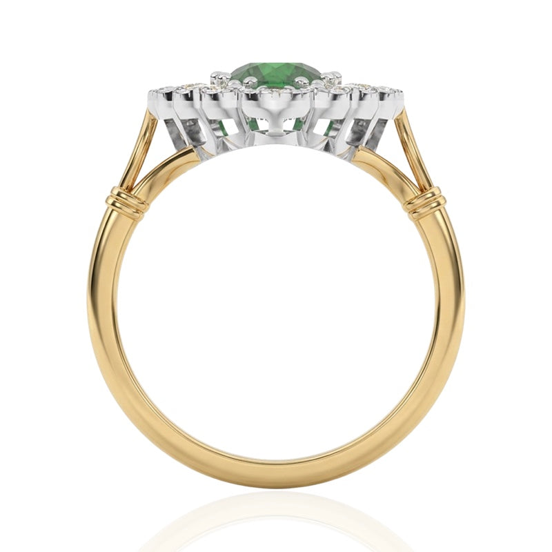 R-25213-EM-Y  Diamond & Emerald Vintage Ring