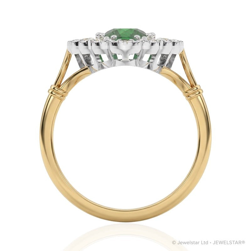 R-25213-EM-Y  Diamond & Emerald Vintage Ring
