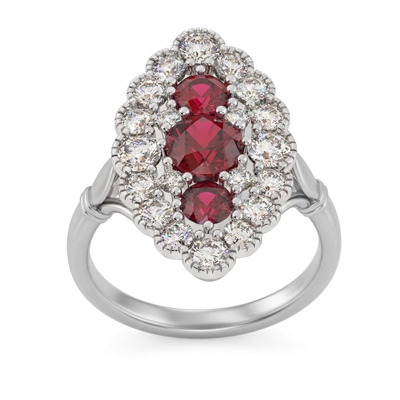 R-25213-RU-W  Diamond & Ruby Vintage Ring